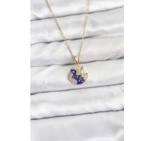 316L Çelik Zincir Gold Renk Gece Model Zirkon Taşlı Kadın Kolye - TJ-BKO10891