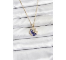 316L Çelik Zincir Gold Renk Gece Model Zirkon Taşlı Kadın Kolye - TJ-BKO10891