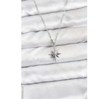 316L Çelik Zincir Gümüş Renk Kutup Yıldızı Model Kadın Kolye - TJ-BKO10896