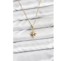 316L Çelik Zincir Gold Renk Kutup Yıldızı Model Kadın Kolye - TJ-BKO10897