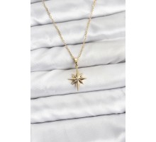 316L Çelik Zincir Gold Renk Kutup Yıldızı Model Kadın Kolye - TJ-BKO10897