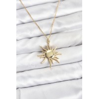 316L Çelik Zincir Gold Renk Güneş Model Kadın Kolye TJ-BKO10901