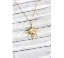 316L Çelik Zincir Gold Renk Güneş Model Kadın Kolye - TJ-BKO10901