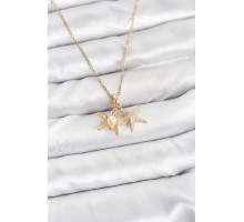 316L Çelik Zincir Gold Renk Deniz Yıldızı Model Zirkon Taşlı Kadın Kolye - TJ-BKO10907