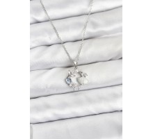 316L Çelik Zincir Gümüş Renk Deniz Tema Model Zirkon Taşlı Kadın Kolye - TJ-BKO10908