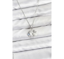 316L Çelik Zincir Gümüş Renk Deniz Tema Model Zirkon Taşlı Kadın Kolye - TJ-BKO10908