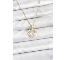 316L Çelik Zincir Gold Renk Deniz Tema Model Zirkon Taşlı Kadın Kolye - TJ-BKO10909