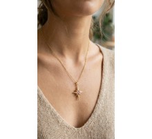 316L Çelik Gold Renk Zirkon Taşlı Kutup Yıldızı Model Kadın Kolye - TJ-BKO10913