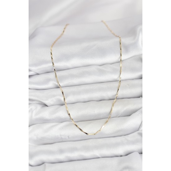 CM 14K Gold Renk İnce Kesim Çubuk Model Zincir Kadın Kolye - TJ-BKO10919