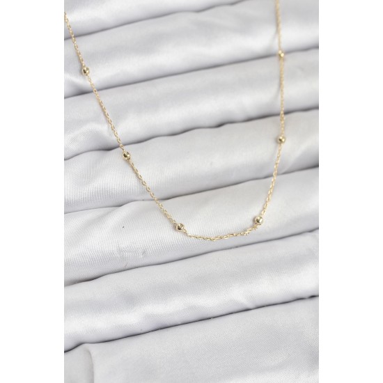 CM 14K Gold Renk Minik Top Zincirli Kadın Kolye - TJ-BKO10920