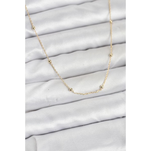CM 14K Gold Renk Minik Top Zincirli Kadın Kolye - TJ-BKO10920