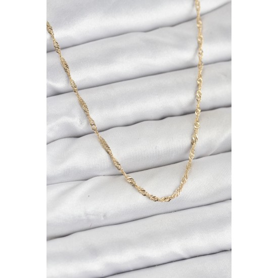 CM 14K Gold Renk Yassı Burgulu Model Kadın Kolye - TJ-BKO10921