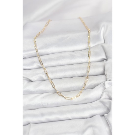 CM 14K Gold Renk Pirinç Ataç Zincir Kadın Kolye - TJ-BKO10925