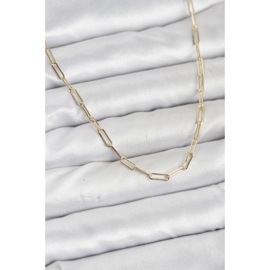 CM 14K Gold Renk Pirinç Ataç Zincir Kadın Kolye - TJ-BKO10925