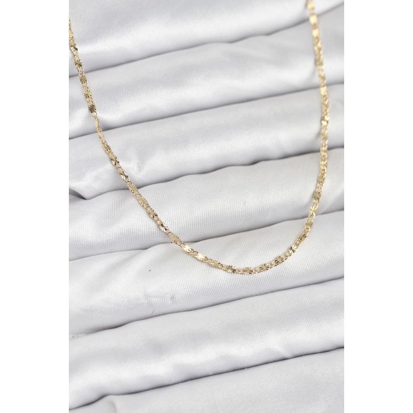 CM 14K Gold Renk Lazer İnce Zincirli Kadın Kolye - TJ-BKO10926