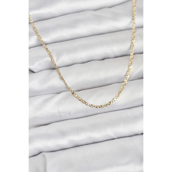 CM 14K Gold Renk Pirinç Lazer Model 60 cm Kadın Kolye - TJ-BKO10927