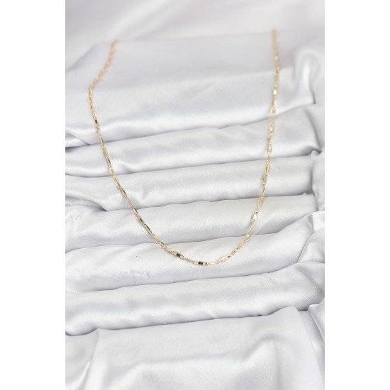 CM 14K Gold Renk Pirinç Ataç Zincir 60 cm Kadın Kolye - TJ-BKO10928