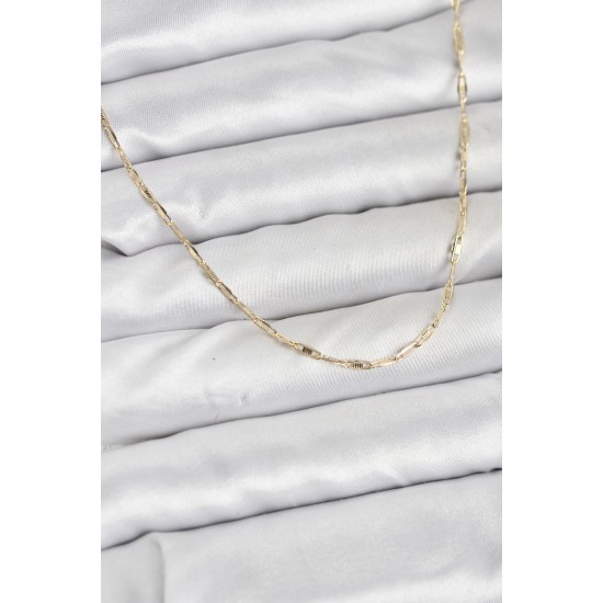 CM 14K Gold Renk Pirinç Ataç Zincir 60 cm Kadın Kolye - TJ-BKO10928