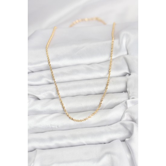 CM 14K Gold Renk Ezme Burgu Zincir Model 60 cm Kadın Kolye - TJ-BKO10929