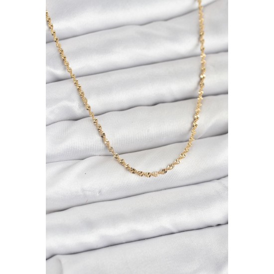 CM 14K Gold Renk Ezme Burgu Zincir Model 60 cm Kadın Kolye - TJ-BKO10929