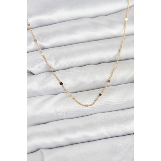 CM 14K Gold Renk Ezme Pul Model 60 cm Kadın Kolye - TJ-BKO10935