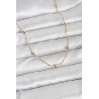 CM 14K Gold Renk Pirinç Top Zincirli 60 cm Kadın Kolye TJ-BKO10940