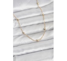 CM 14K Gold Renk Pirinç Top Zincirli 60 cm Kadın Kolye - TJ-BKO10940