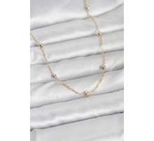 CM 14K Gold Renk Pirinç Top Zincirli 60 cm Kadın Kolye - TJ-BKO10940