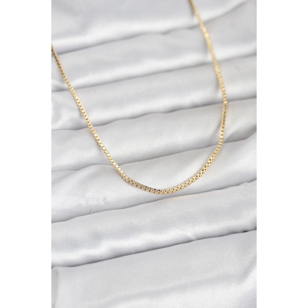 CM 14K Gold Renk Kare Zincirli Model 60 cm Kadın Kolye - TJ-BKO10941