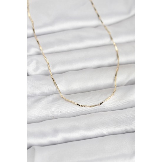 CM 14K Gold Renk Çubuk Kesme Zincir Model 60 cm Kadın Kolye - TJ-BKO10945