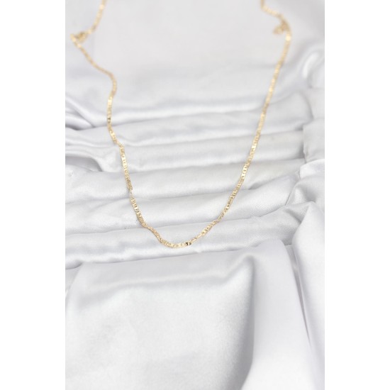 CM 14K Gold Renk Yassı Zincir Model 60 cm Kadın Kolye - TJ-BKO10946