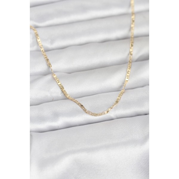 CM 14K Gold Renk Yassı Zincir Model 60 cm Kadın Kolye - TJ-BKO10946