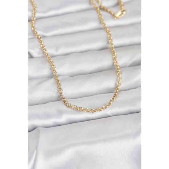 CM 14K Gold Renk Halka Zincir Model 60 cm Kadın Kolye - TJ-BKO10951
