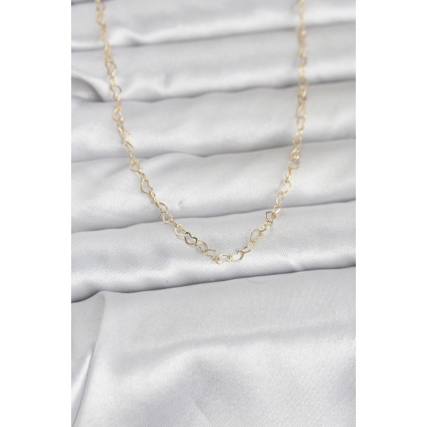 CM 14K Gold Renk Kalp Zincirli 60 cm Kadın Kolye - TJ-BKO10953