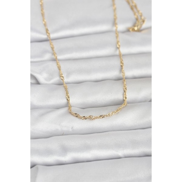 CM 14K Gold Renk Burgu Zincirli 60 cm Kadın Kolye - TJ-BKO10955