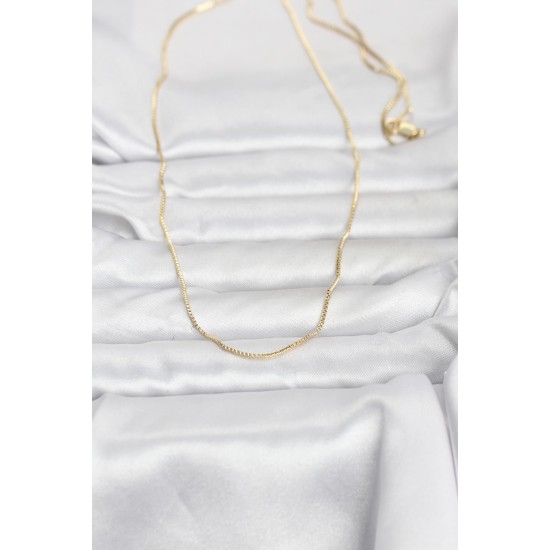 CM 14K Gold Renk İnce Kare Zincirli Model 60 cm Kadın Kolye - TJ-BKO10956