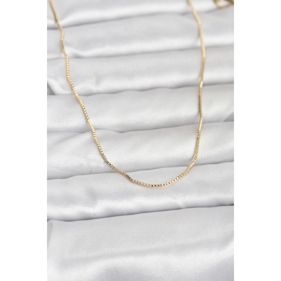 CM 14K Gold Renk İnce Kare Zincirli Model 60 cm Kadın Kolye - TJ-BKO10956