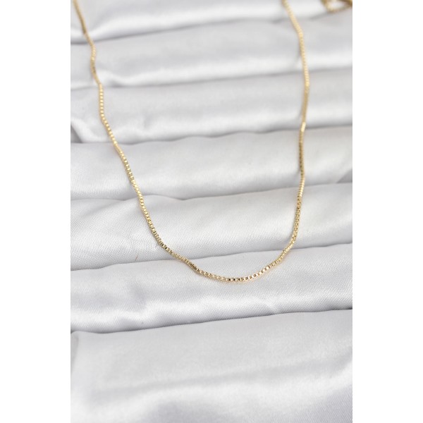 CM 14K Gold Renk İnce Kare Zincirli Model 60 cm Kadın Kolye - TJ-BKO10956