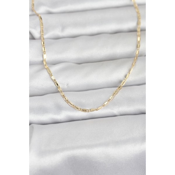 CM 14K Gold Renk Lazerli Zincir Model 60 cm Kadın Kolye - TJ-BKO10957