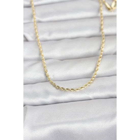 CM 14K Gold Renk Burgu Model Zincirli 60 cm Kadın Kolye - TJ-BKO10959