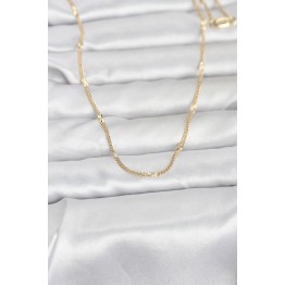 CM 14K Gold Renk Lazer Puntalı Model 60 cm Kadın Kolye TJ-BKO10961