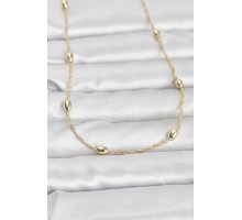 CM 14K Gold Renk Topçuklu Burgu Zincir Model 60 cm Kadın Kolye - TJ-BKO10963