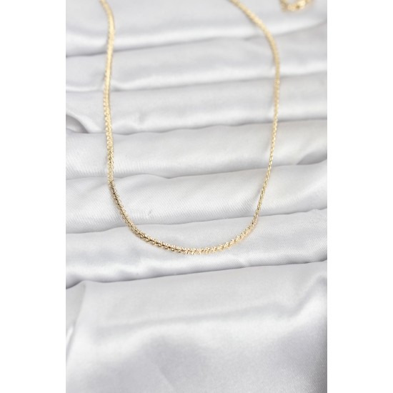 CM 14K Gold Renk Yassı Zincir Model 60 cm Kadın Kolye - TJ-BKO10965