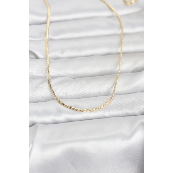 CM 14K Gold Renk Yassı Zincir Model 60 cm Kadın Kolye - TJ-BKO10965