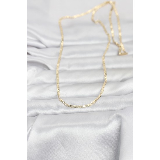 CM 14K Gold Renk Lazerli Yassı Model Zincirli 60 cm Kadın Kolye - TJ-BKO10966