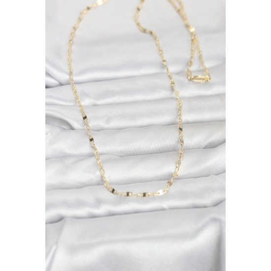 CM 14K Gold Renk Yassı Gemici Zincir Model 60 cm Kadın Kolye - TJ-BKO10967