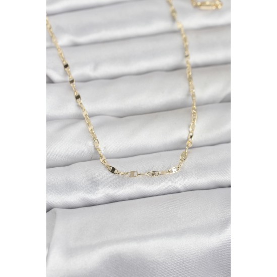 CM 14K Gold Renk Yassı Gemici Zincir Model 60 cm Kadın Kolye - TJ-BKO10967