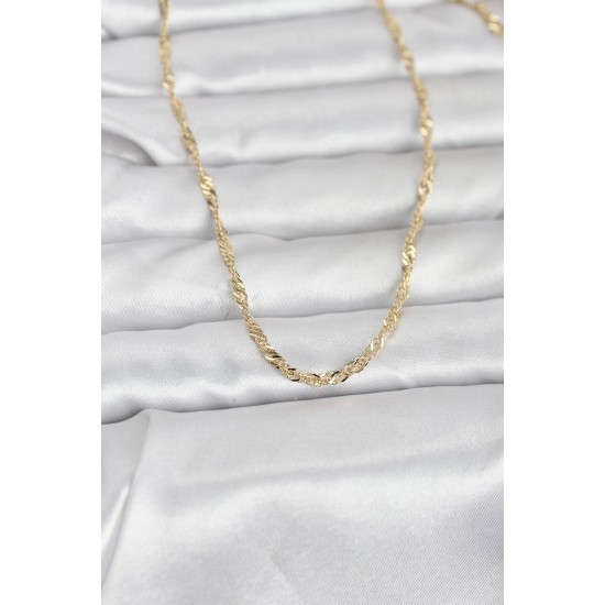 CM 14K Gold Renk Burgu Yassı Model 60 cm Kadın Kolye - TJ-BKO10972