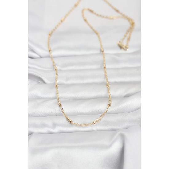 CM 14K Gold Renk Bar Zincir Model 60 cm Kadın Kolye - TJ-BKO10973