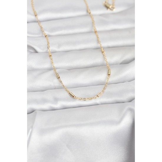 CM 14K Gold Renk Bar Zincir Model 60 cm Kadın Kolye - TJ-BKO10973